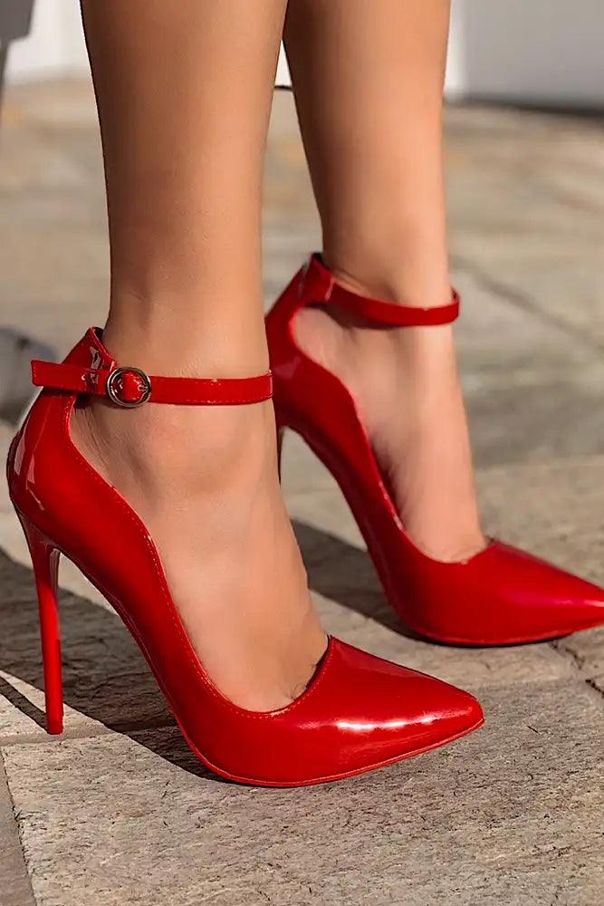 Red Patent Pointy Toe High Heels - AMIClubwear