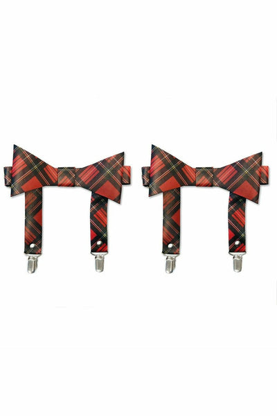 Red Plaid Faux Leather Garters (set of 2) - AMIClubwear