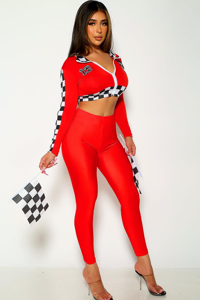 Red Race Car Racer Full Length 2pc Sexy Costume - AMIClubwear