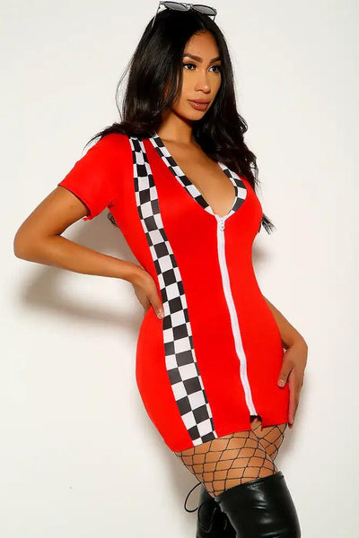 Red Race Car Racer Sexy Dress Costume - AMIClubwear