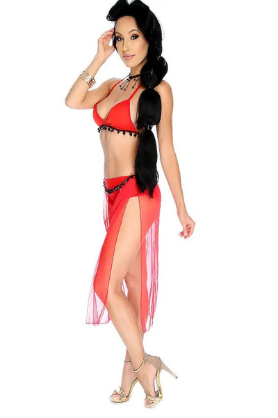 Red Sequin Arabic Princess 3pc Storybook Costume - AMIClubwear