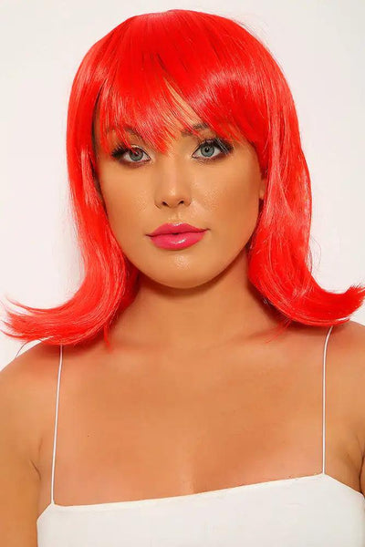 Red Side Bangs Bob Costume Wig - AMIClubwear