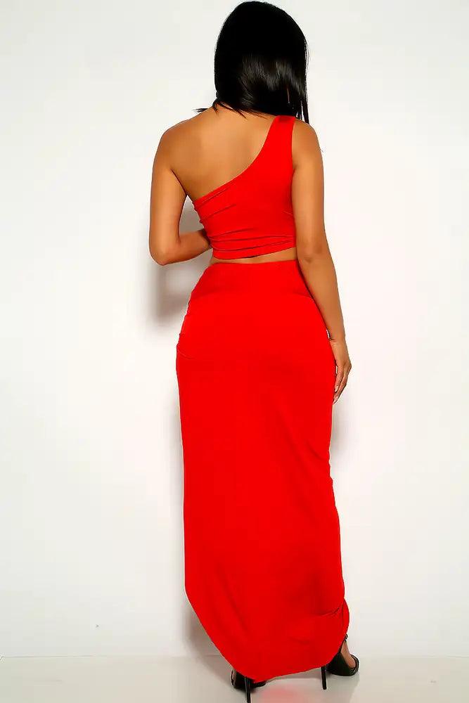 Red Sleeveless Plus Size Two Piece Dress - AMIClubwear