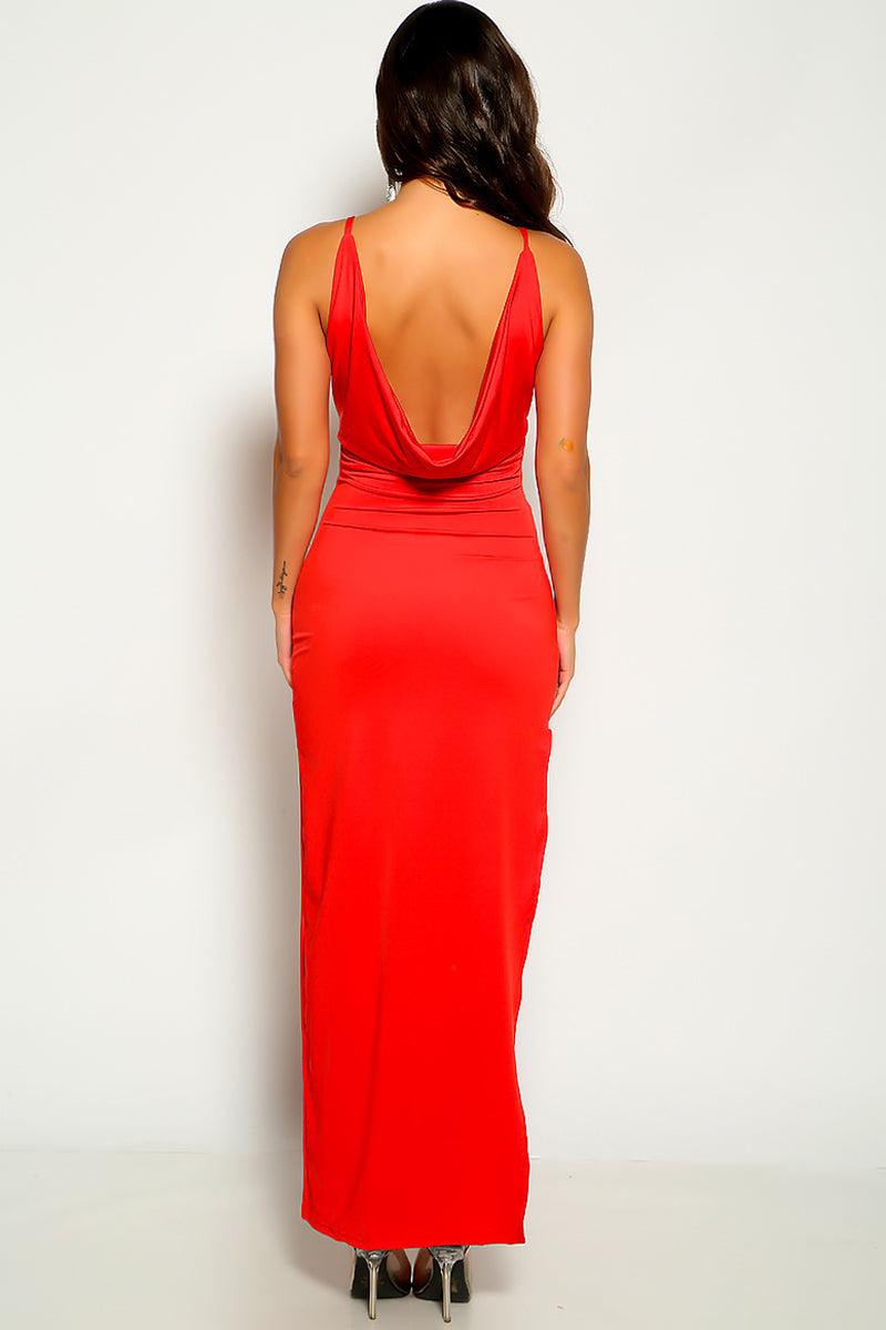 Red Sleeveless Side Slit Maxi Dress - AMIClubwear