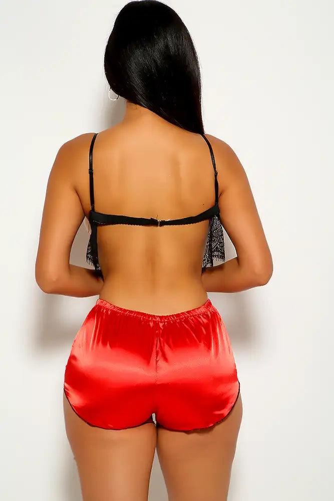 Red Sleeveless Two Piece Lingerie Outfit - AMIClubwear