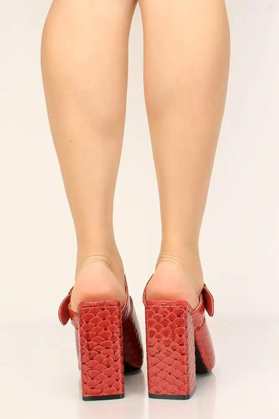 Red Square Chunky Heel Mules - AMIClubwear