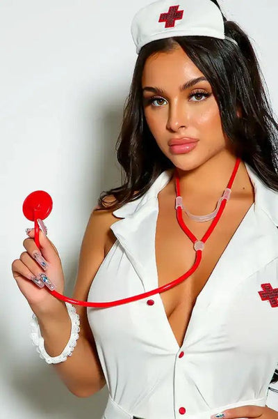 Red Stethoscope Nurse One Piece Costume Accessory - AMIClubwear