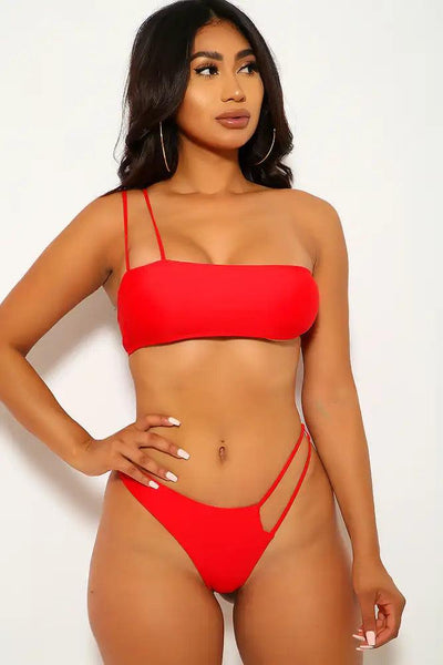 Red Strappy Two Piece Swimsuit - AMIClubwear