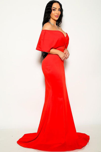 Red Sweetheart Off Shoulder Mermaid Sexy Maxi Dress - AMIClubwear