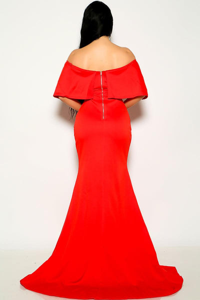 Red Sweetheart Off Shoulder Mermaid Sexy Maxi Dress - AMIClubwear