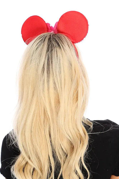 Red Tinsel Terrycloth Bow Tie Mouse Ears - AMIClubwear