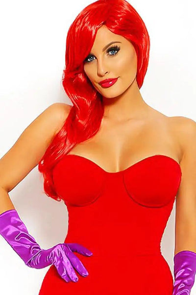 Red Wavy Bangs Long Halloween Costume Wig - AMIClubwear