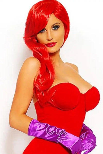 Red Wavy Bangs Long Halloween Costume Wig - AMIClubwear