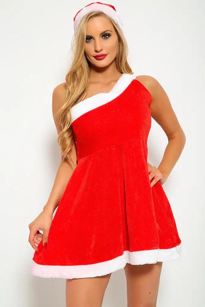 Red White 2 Pc. Santa Dress Costume - AMIClubwear