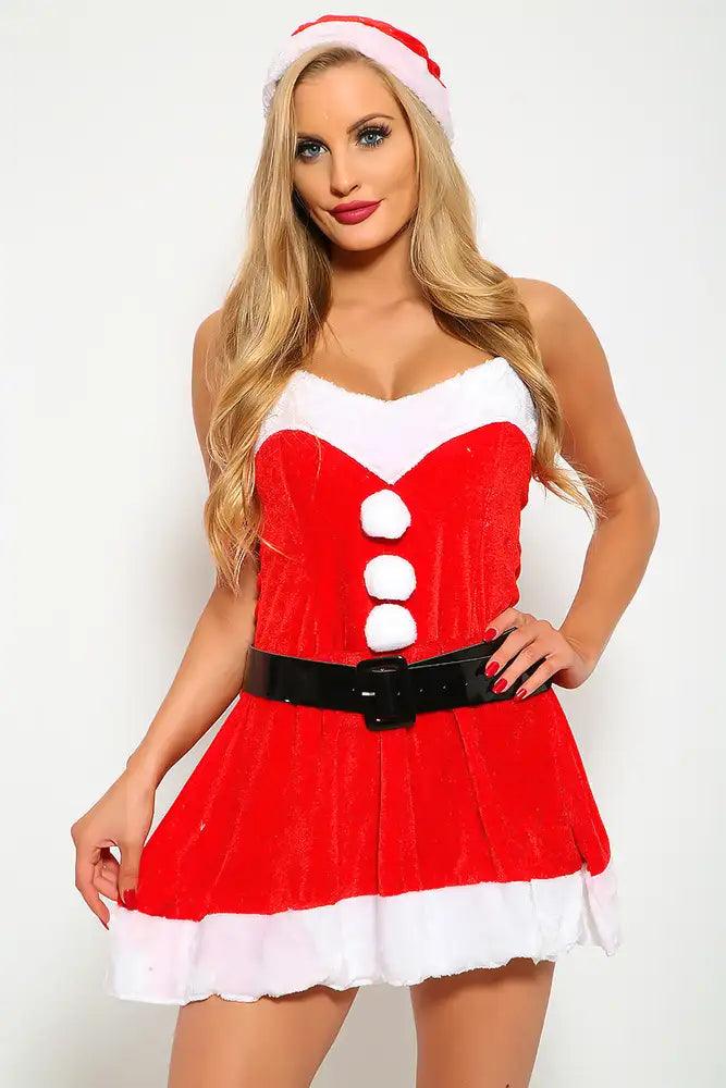 Red White Santa Dress 3 Pc. Costume - AMIClubwear