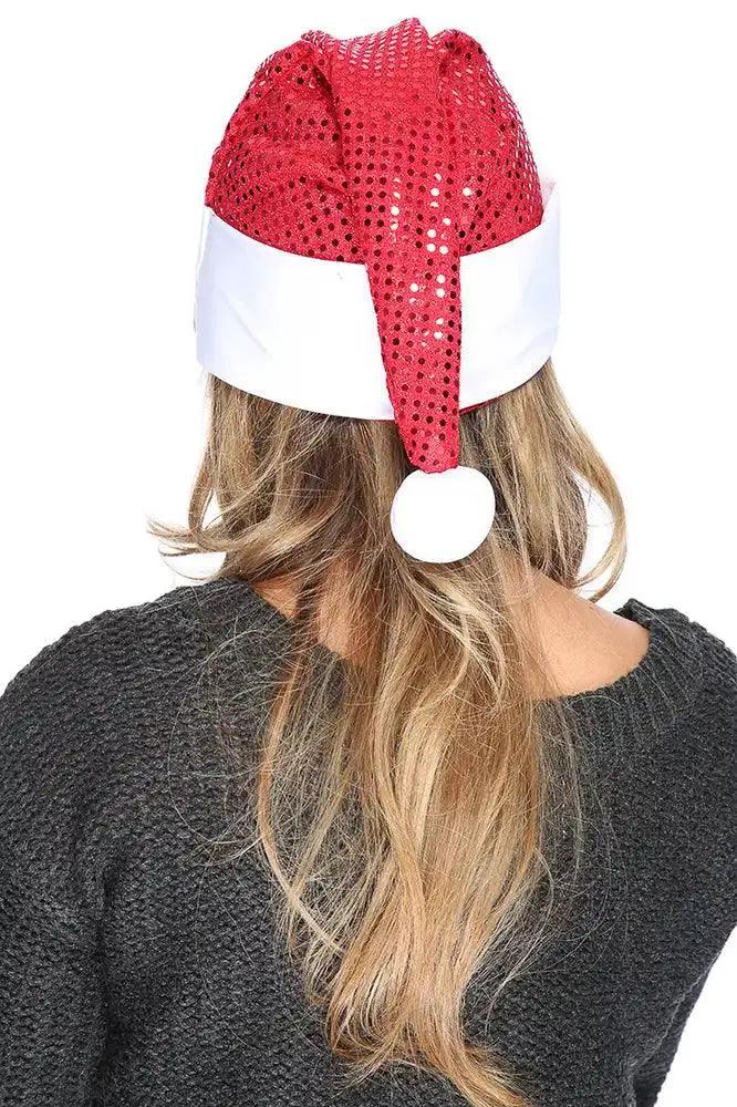 Red White Sequin Cute Santa Hat