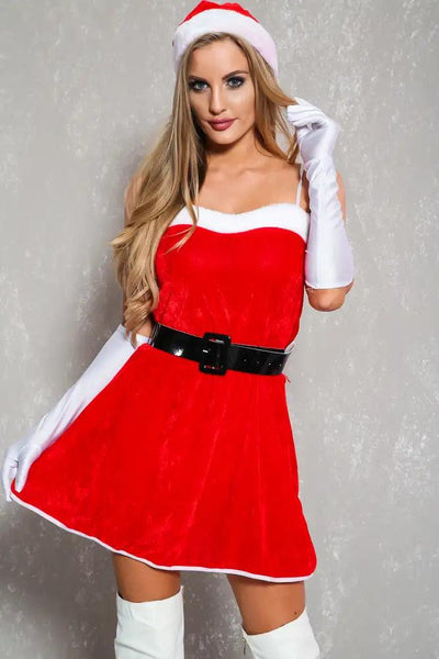 Red White Sexy Little Santa 3 Piece Costume - AMIClubwear