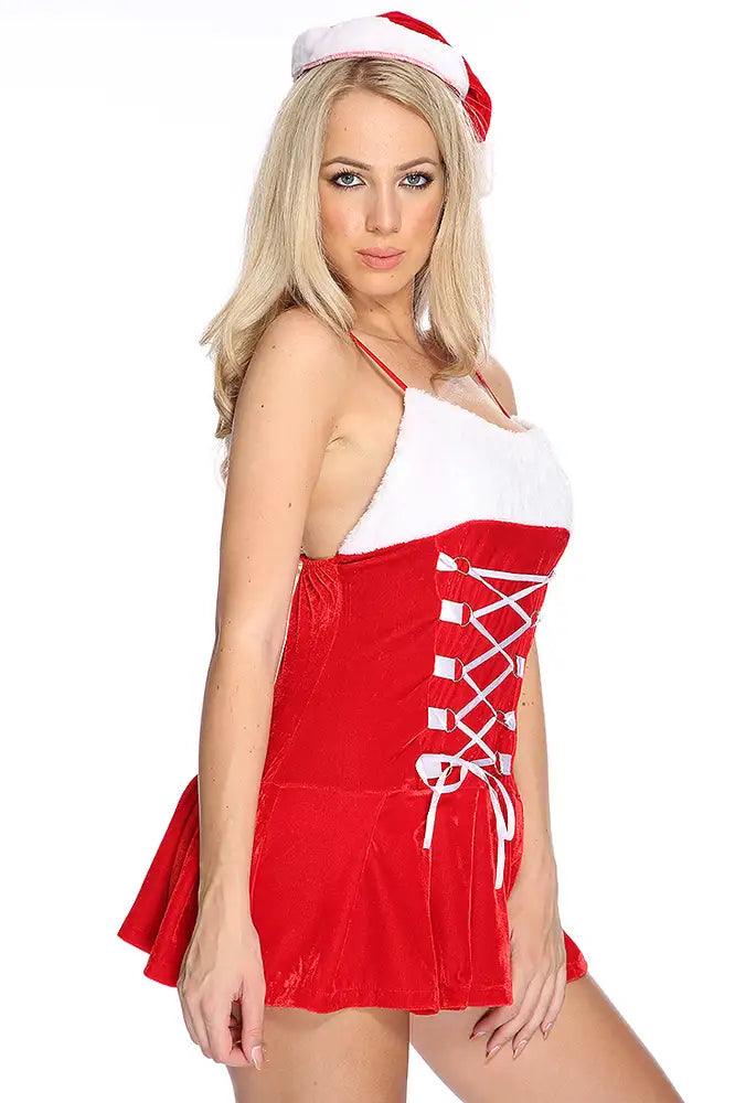 Red White Sexy Naughty Holiday Costume - AMIClubwear