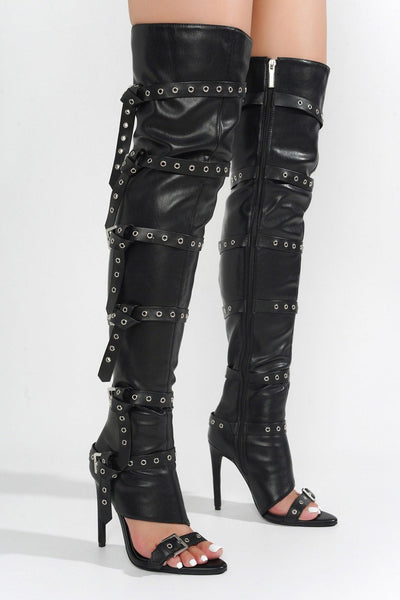 REVENA - BLACK Thigh High Boots