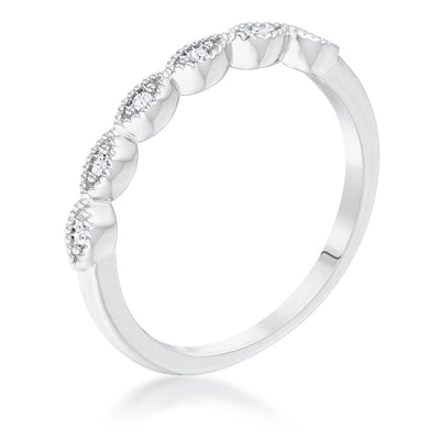 Rhodium Plated Sextus Marquise Delicate Stackable Ring, <b>Size 5</b> - AMIClubwear