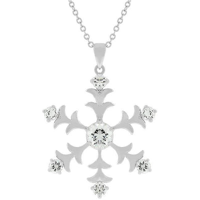 Rhodium Plated Snowflake Pendant - AMIClubwear