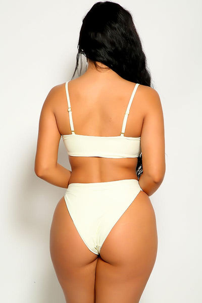 Rice Gold Metal Accent Padded Two Piece Swimsuit - AMIClubwear