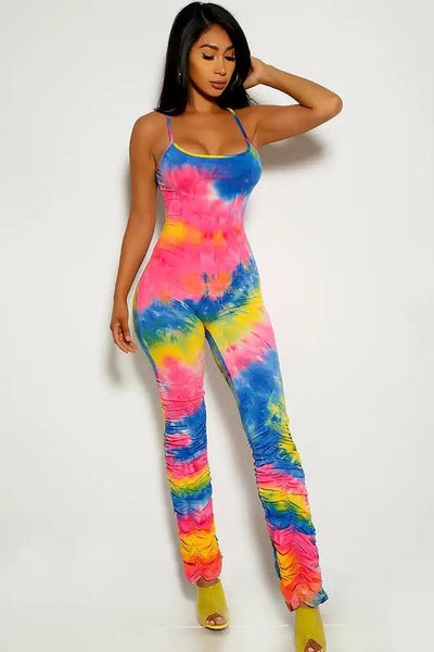 Rinbow Sleeveless Tie Dye Jumpsuit - AMIClubwear