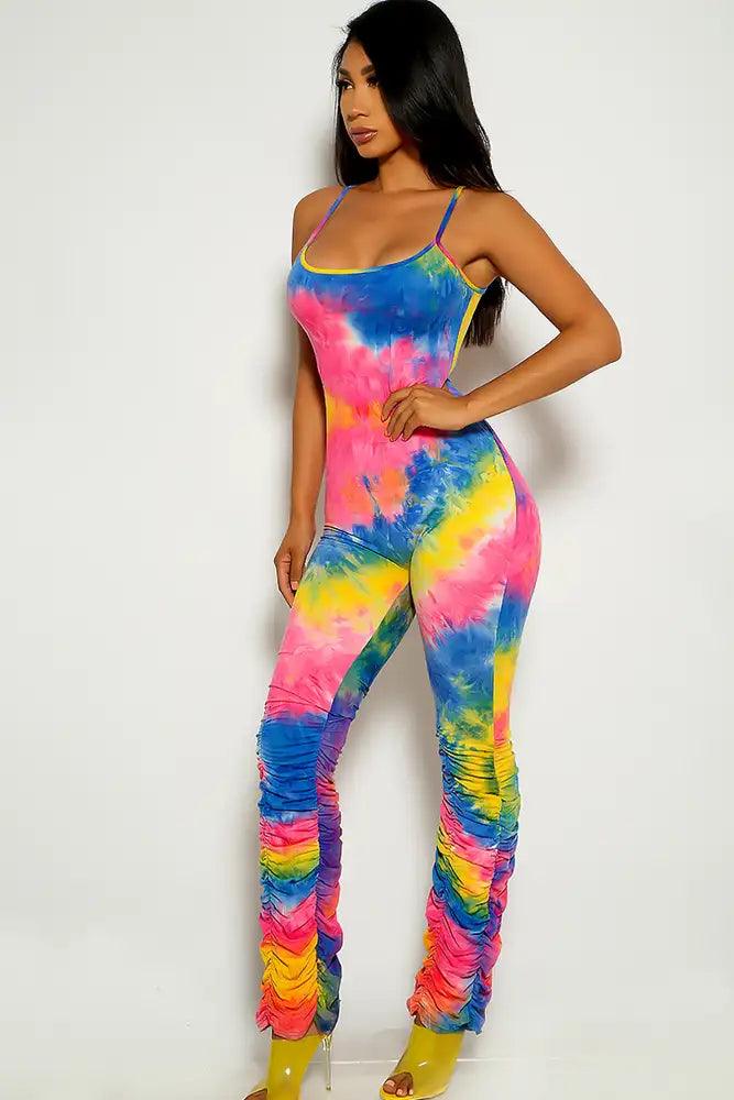 Rinbow Sleeveless Tie Dye Jumpsuit - AMIClubwear