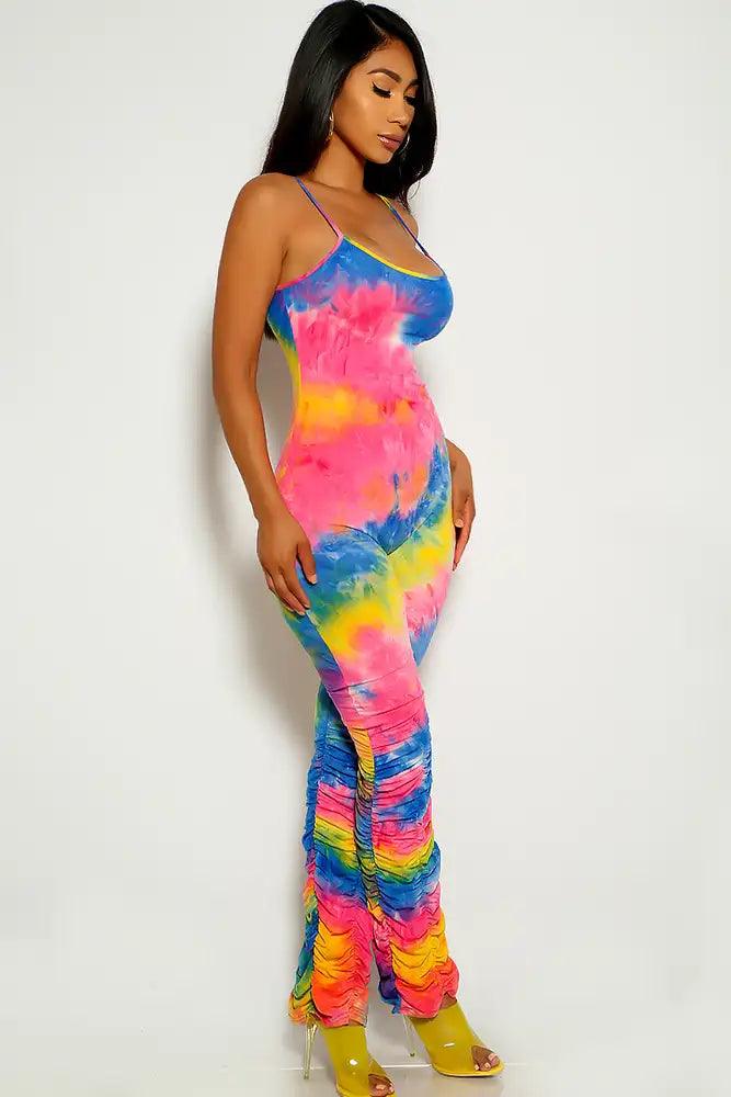 Rinbow Sleeveless Tie Dye Jumpsuit - AMIClubwear