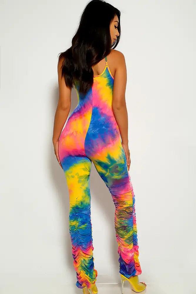 Rinbow Sleeveless Tie Dye Jumpsuit - AMIClubwear