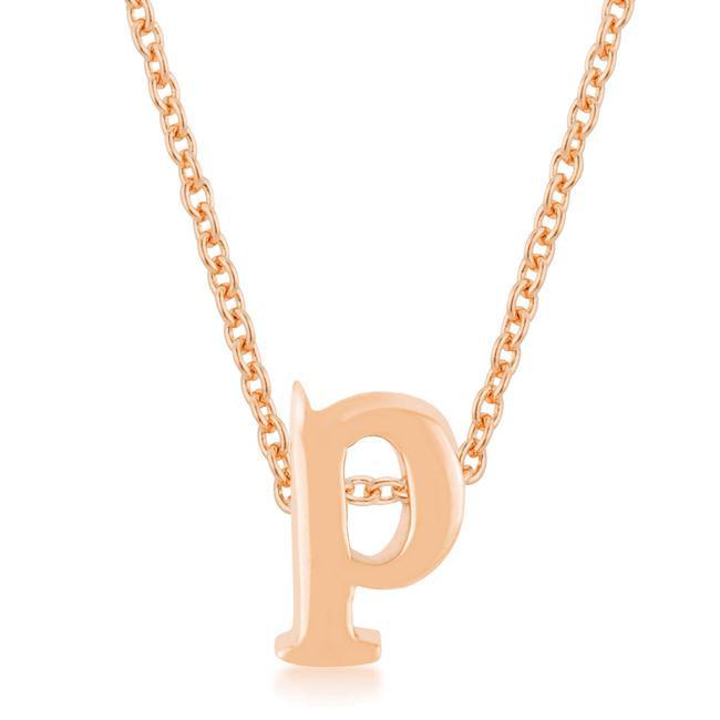 Rose Gold Finish Initial P Pendant - AMIClubwear