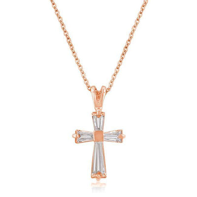 Rose Gold Plated Cross Necklace - AMIClubwear