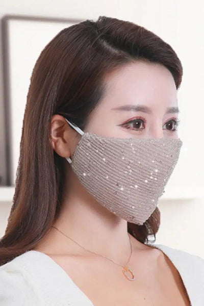 Rose Gold Sequins Washable 1 Piece Face Mask - AMIClubwear