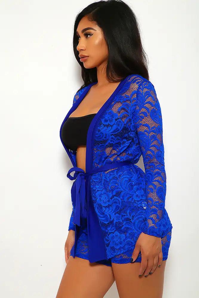 Royal Blue Crochet Two Piece Outfit - AMIClubwear