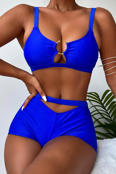 Royal Blue Cut Out Sexy Two Piece Swimsuit - AMIClubwear