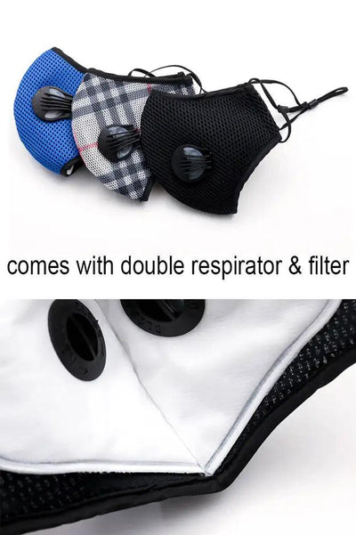 Royal Blue Double Respirator Filter Face Mask - AMIClubwear