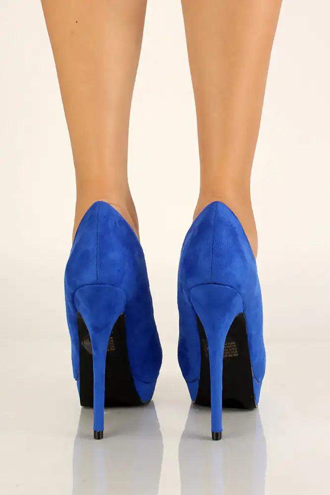 Royal Blue Faux Suede High Heel Pumps - AMIClubwear