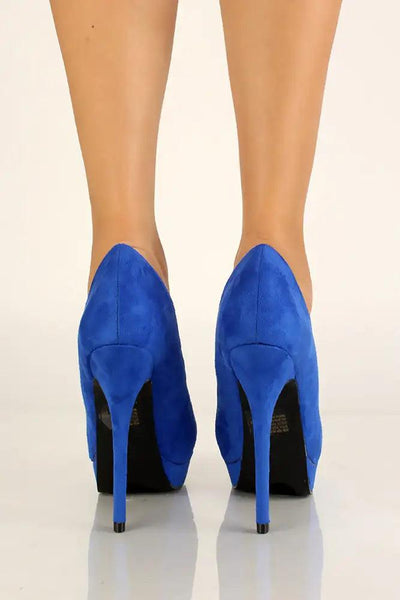 Royal Blue Faux Suede High Heel Pumps - AMIClubwear