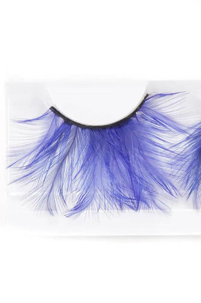 Royal Blue Feather Faux Eyelashes - AMIClubwear