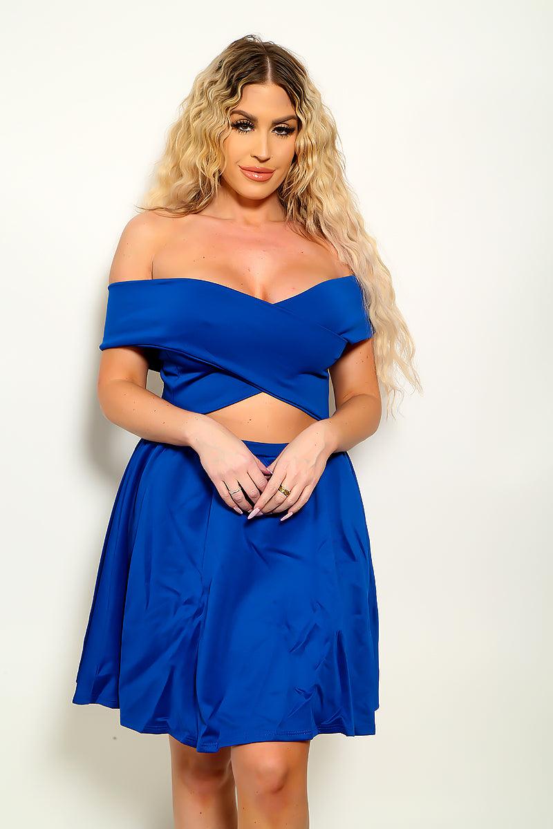 Royal Blue Flared Off Shoulder Sexy Party Dress - AMIClubwear