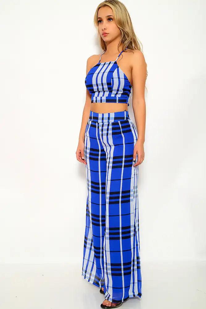Royal Blue Sleeveless Two Piece Outfit - AMIClubwear