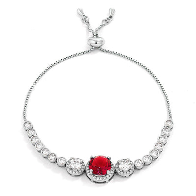 Ruby Red and Clear Graduated CZ Bolo Style Tennis Bracelet - AMIClubwear