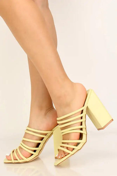 Sage Strappy Open Toe Chunky Heels - AMIClubwear