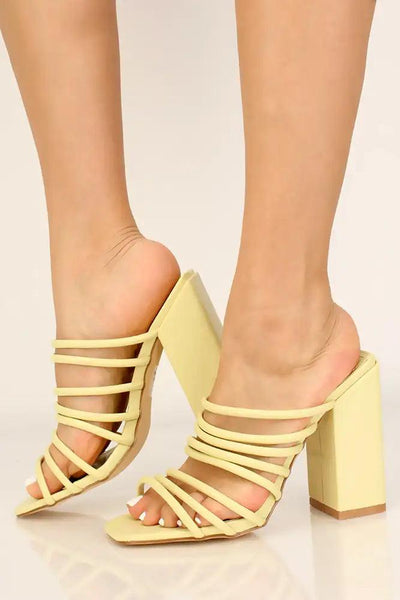 Sage Strappy Open Toe Chunky Heels - AMIClubwear