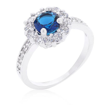 Sapphire Blue Halo Engagement Ring - AMIClubwear