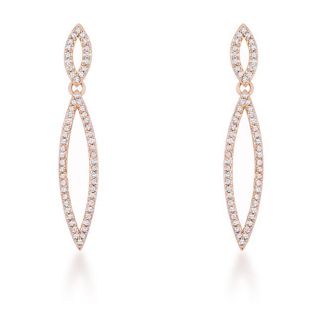 Sara 1.2ct CZ Rose Gold Delicate Double Teardrop Drop Earrings - AMIClubwear
