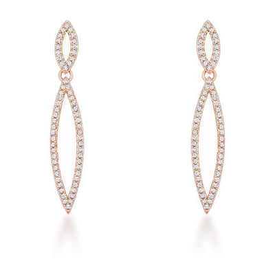 Sara 1.2ct CZ Rose Gold Delicate Double Teardrop Drop Earrings - AMIClubwear
