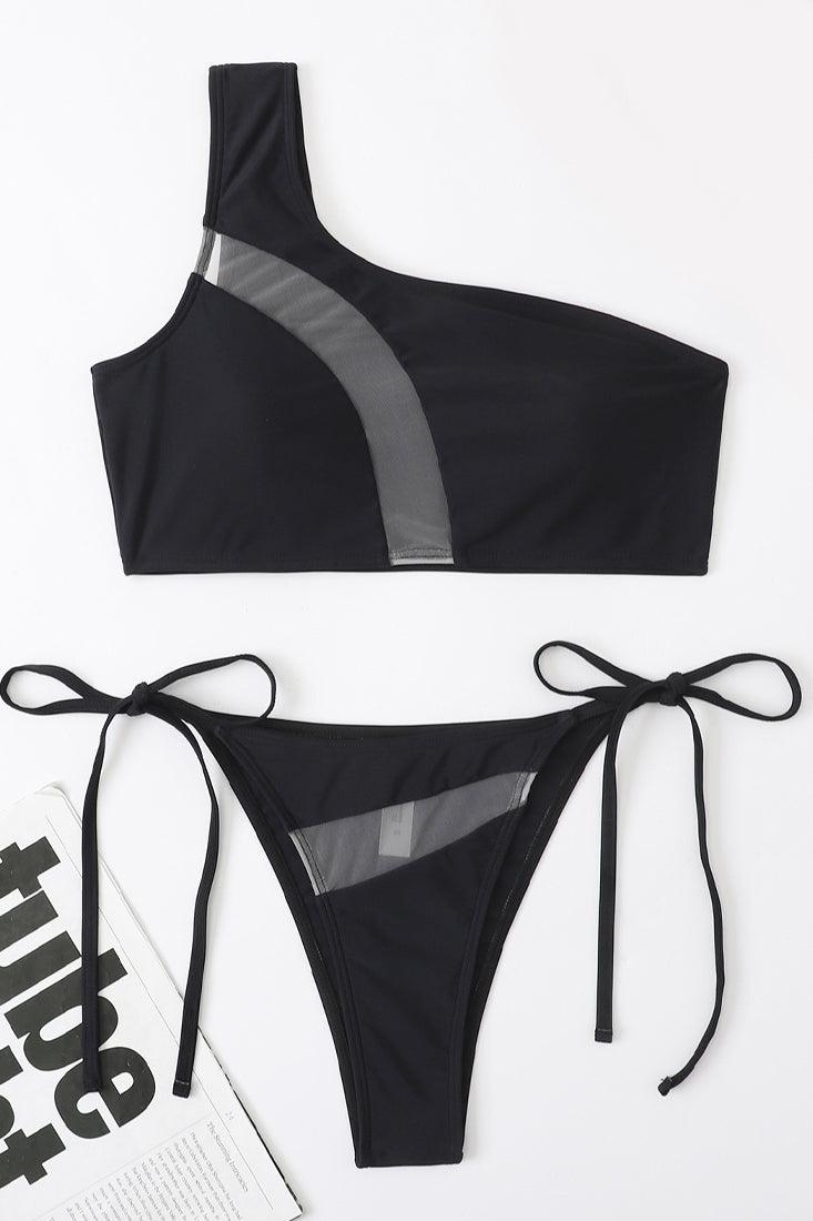 Sexy 2pc Black One Should Bikini With Mesh Cutouts - AMIClubwear