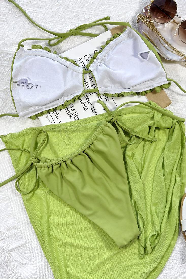 Sexy 3pc Olive Bikini With Coverup - AMIClubwear