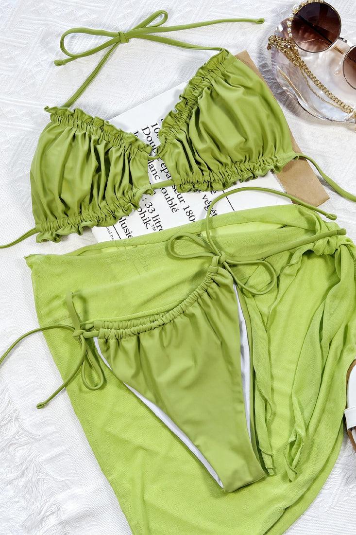 Sexy 3pc Olive Bikini With Coverup - AMIClubwear